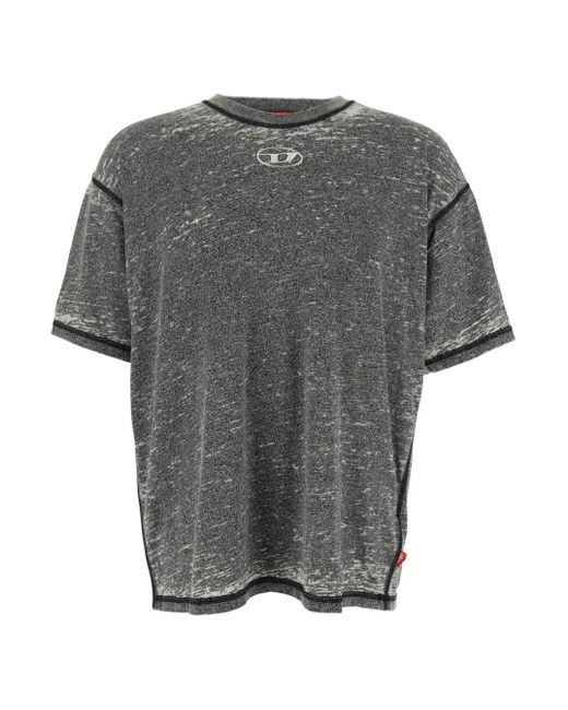 DIESEL Gray 'T-Boxt' Crewneck T-Shirt With Contrasting Stitching And Oval D Logo Plaque On The Front for men
