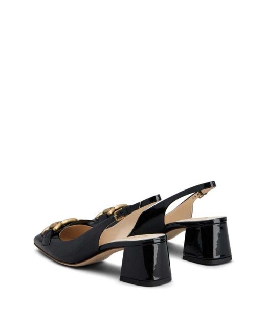 Tod's Black 'Kate' Slingback Pumps With Chain Detail