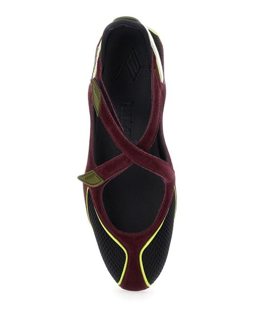 The Attico Black 'Nomad' Ballet Shoes With Criss-Crossed Straps And