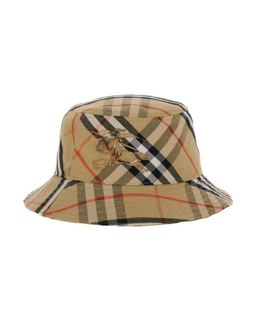 Burberry Natural Fisherman Hat With Check Motif for men