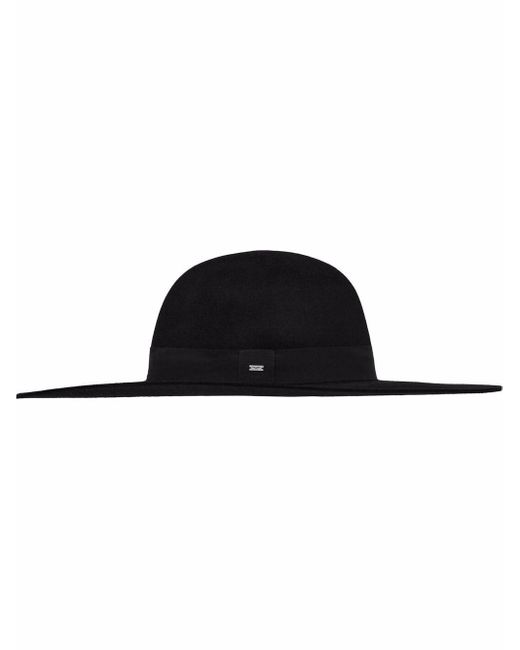 Saint Laurent Black Asymmetrical Hat With Gros Grain Ribbon Detail