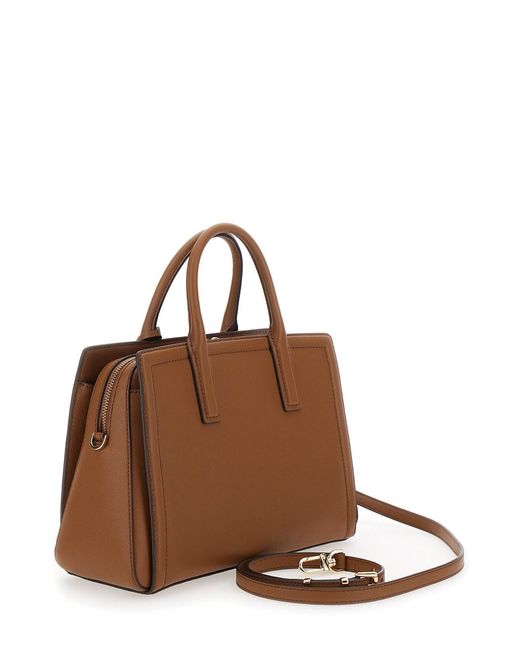 MICHAEL Michael Kors Brown 'Laila Medium' Handbag With Metallic Pendan