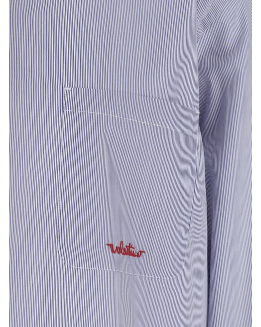 Valentino Blue Shirt With Classic Collar And All-Over Striped Mo for men