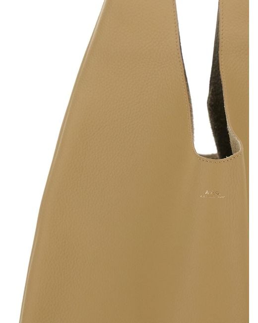 A.P.C. Natural Le Neige Shoulder Bag With Logo Embossed On The Front