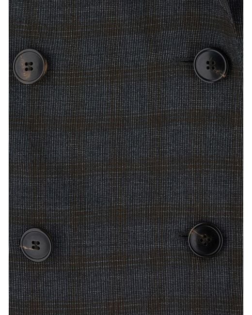 Dries Van Noten Black 'Barrysta' Double-Breasted Jacket With Peak Revers And Check Motif All-Over