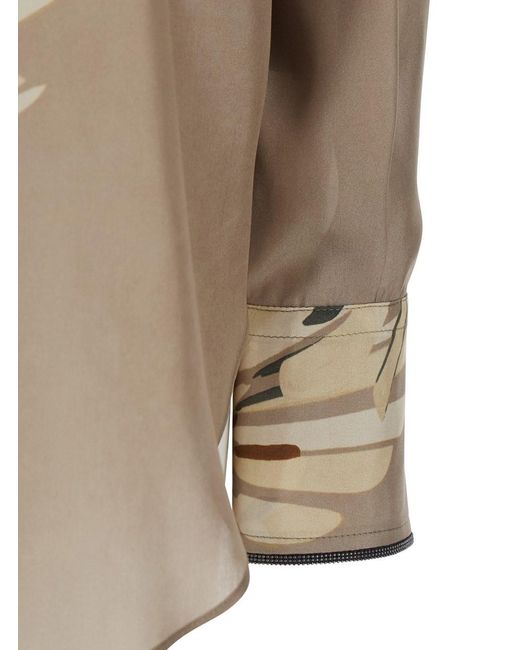 Brunello Cucinelli Natural Shirt With All-Over Print