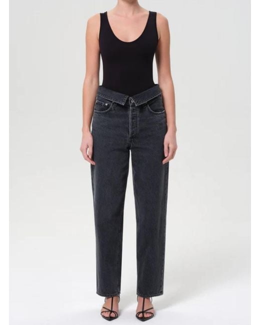 Agolde Blue Jeans With Front-Fold Design