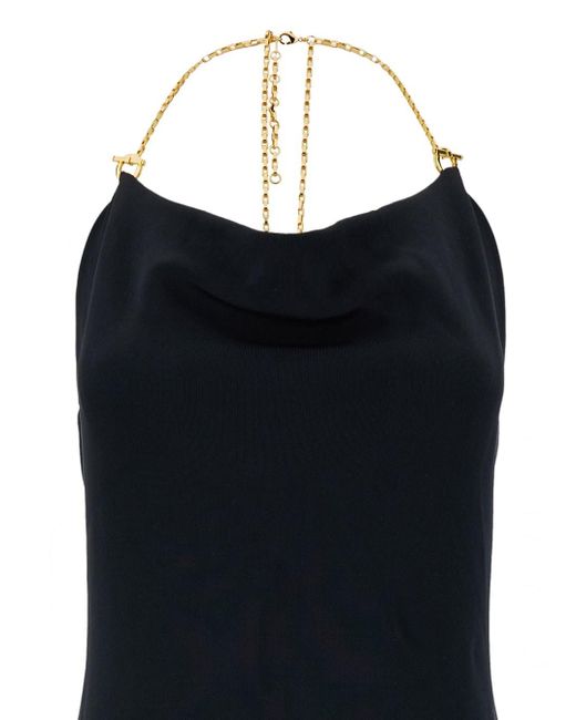 Bottega Veneta Blue Midi Dress With Chain Strap