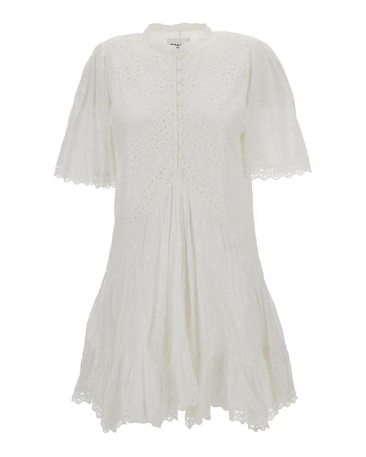 Isabel Marant White Slayae Broderie Anglaise Mini Dress