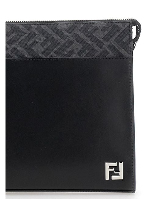 Cltuch Con Motivo Ff E Placca Logo Ff di Fendi in Black da Uomo