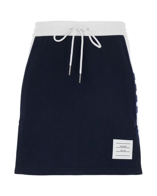 Thom Browne Blue 'Classic 4Bar' Skirt With Drawstring Elastic Waist And 4Bar Logo On The Side