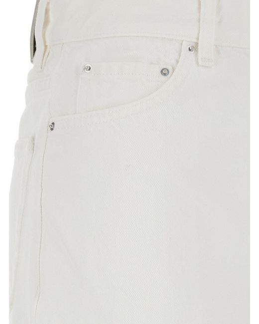 Totême White Wide Leg Jeans With Logo Patch