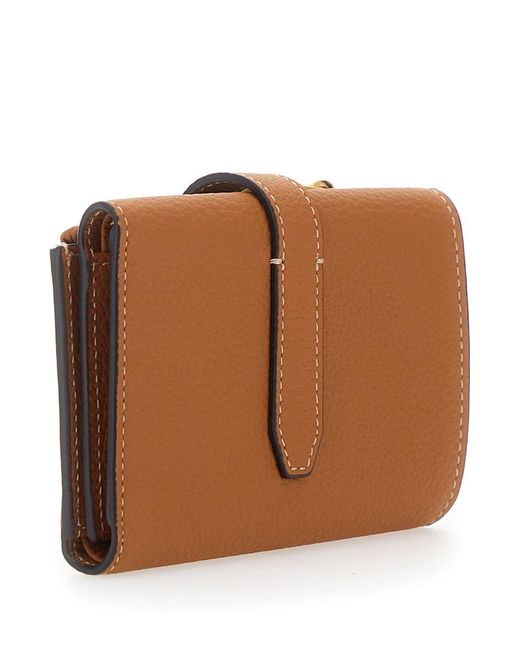 Tod's Brown Wallet With T Plate On The Front