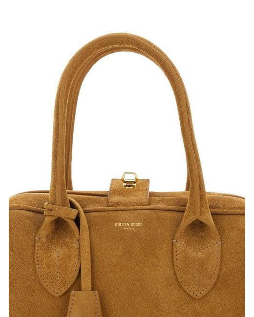 Golden Goose Deluxe Brand Brown 'Vita' Handbag With Antique Brass Metal Details In