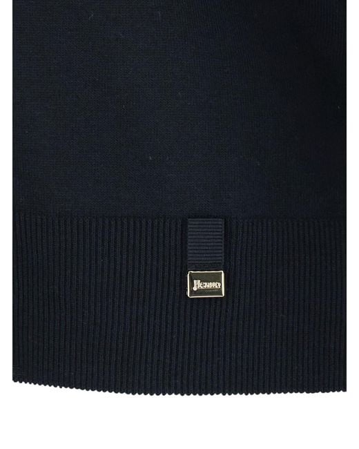 Herno Black Crewneck T-Shirt With Logo Plaque On The Front