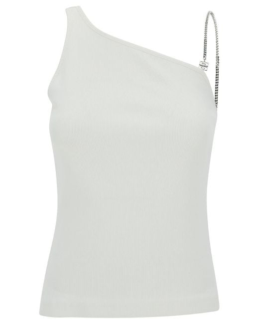 Givenchy White One-Shoulder Top With 4G Chain