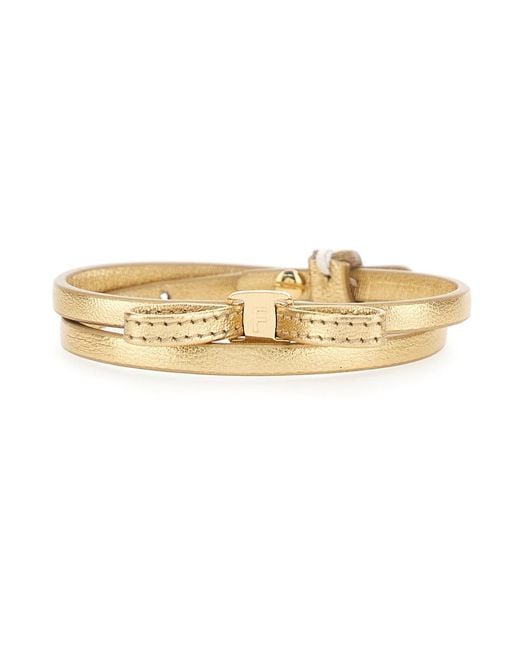 Ferragamo White Bracelet With Logo Plate And Bow Decoration