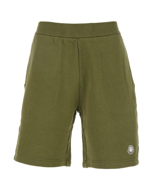 Moncler Genius Green Shorts With Elastic Waist And Logo Patch On The F for men