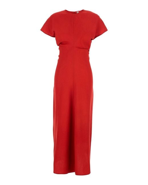 Totême Red Dress Crew Neck Wool