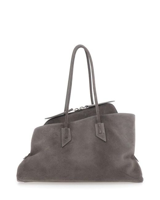 The Attico Gray 'La Passeggiata' Medium Shoulder Bagwith Two Top Handles