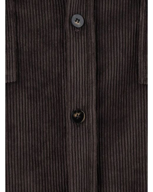 Le Plain Black Shirt With Classic Collar And Two Patch Pockets On The F