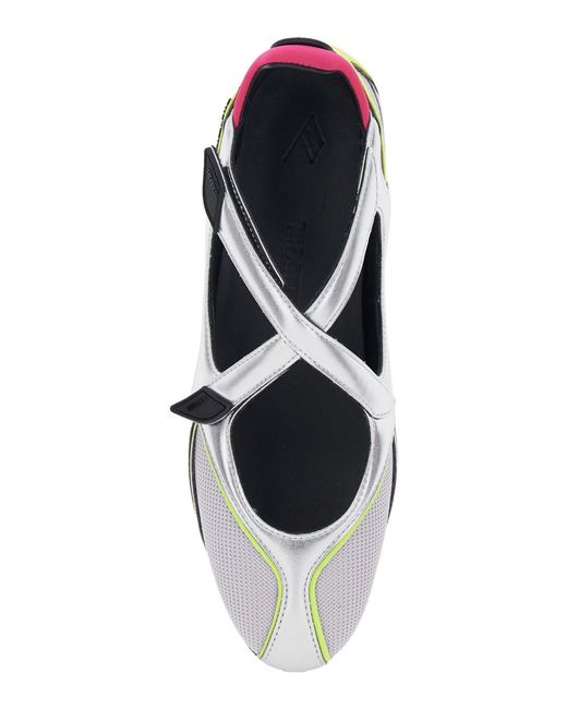 The Attico White 'Floor 01' Ballet Shoes With Logo On The Side And Cut-Out Design