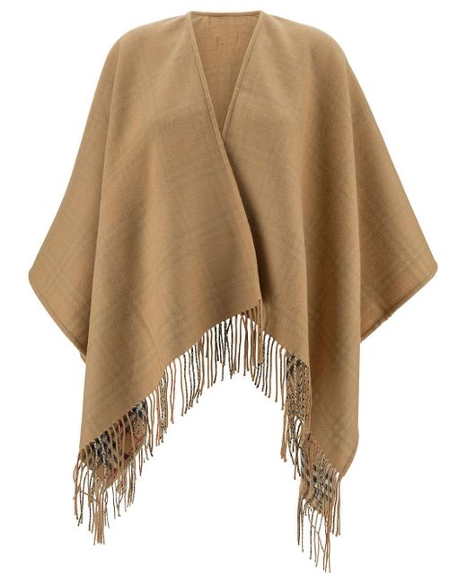 Burberry Natural Reversible Cape With Vintage Check Motif