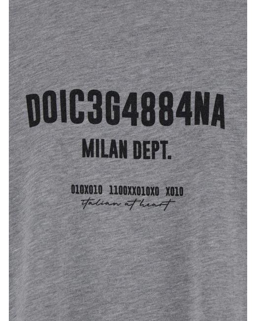 Dolce & Gabbana Gray Oversized T-Shirt With Logo Print for men