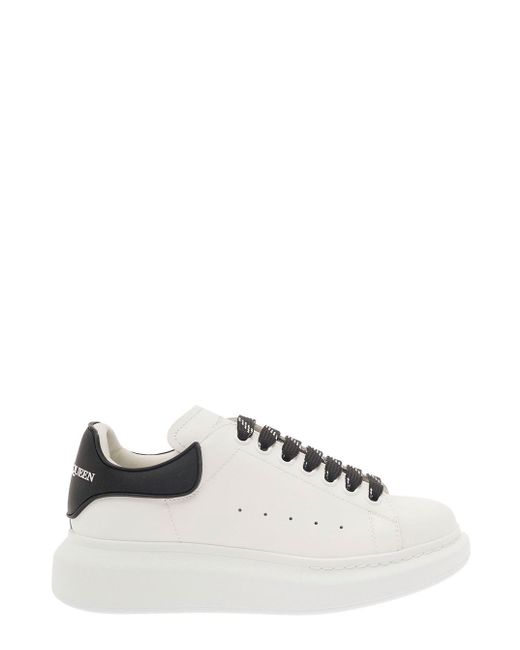Alexander McQueen White Low-top Sneakers With Tonal Heel Tab And Laces In Leather Woman
