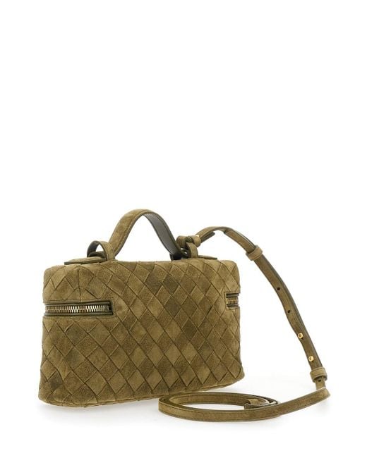 Bottega Veneta Green Vanity Case With Intreccio Motif