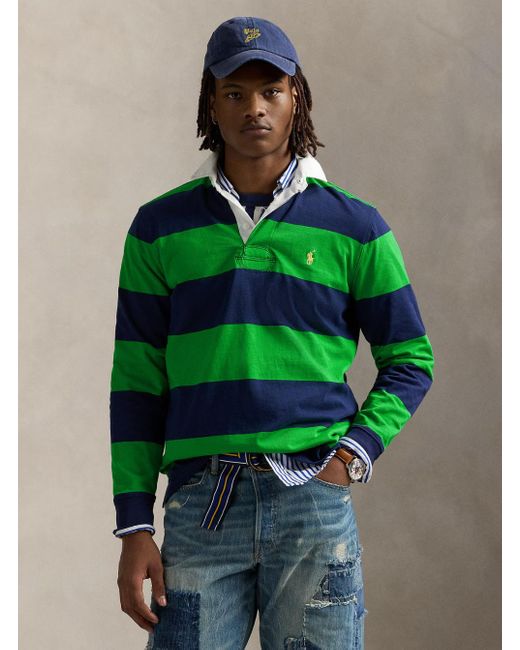 Polo Con Motivo A Righe di Polo Ralph Lauren in Green da Uomo