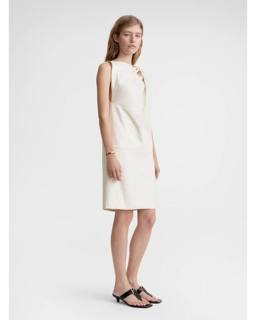 Totême  White Mini Dress With Gathering On Shoulder