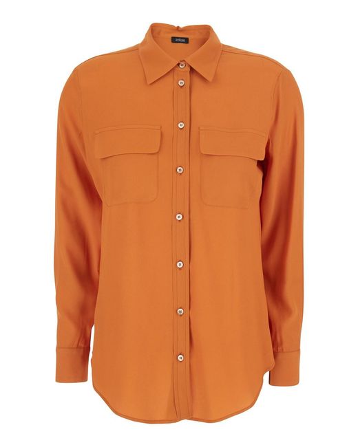 Le Plain Orange Shirt With Applied Pockets On The Front