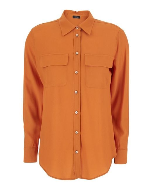 Le Plain Orange Shirt With Applied Pockets On The Front