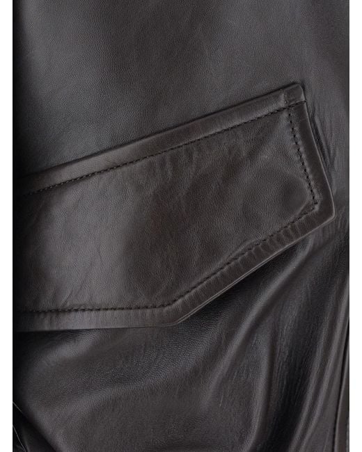 IVY & OAK Black Laila Lane Leather Jacket With Collar And Long Sleeves