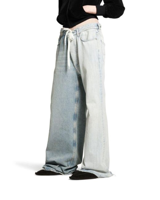 Balenciaga Blue 'Fifty-Fifty' Light Jeans With Asymmetric Legs