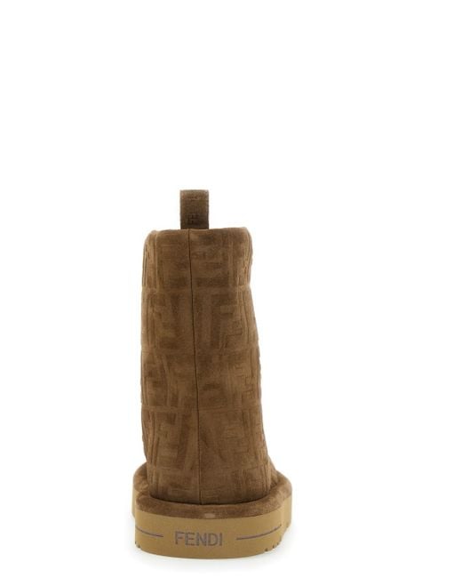 Fendi Brown Ankle Boots With All-Over Ff Motif