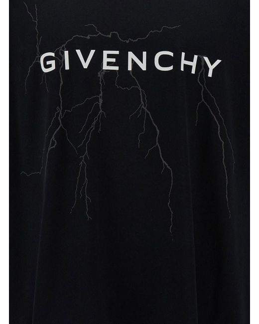 Givenchy Black T-Shirt With Logo Print And Lighting Motif for men