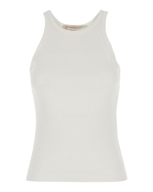 Jucca White Top With Round Neckline And Ribbed Design