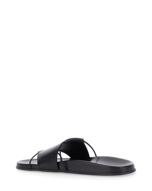 The Row White 'Vivienne' Sandals With Wide Strap And Elastic Band