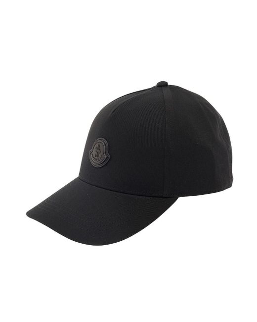Moncler Black Baseball Cap With Logo Patch
