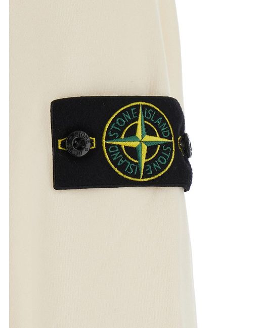 Felpa Girocollo Con Patch Logo Sulla Manica di Stone Island in White da Uomo