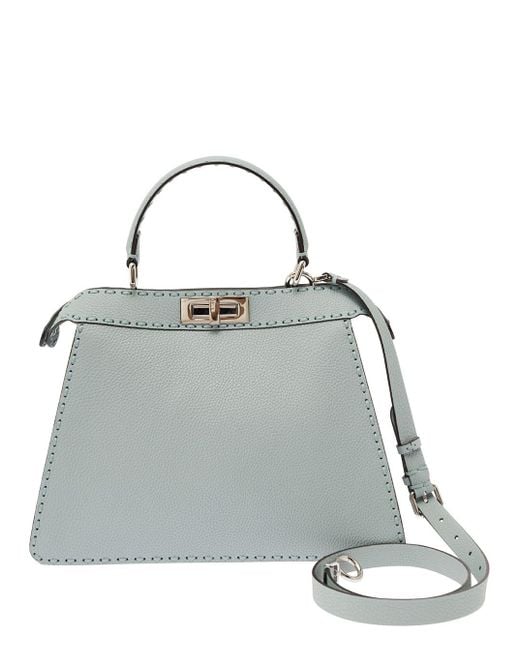 Fendi Green 'Peekaboo Iseeu Medium' Handbag With 646 Hand-Sewn Topstitc