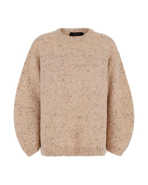 Fabiana Filippi Natural Sweater With Round Neck And Long Sleeves