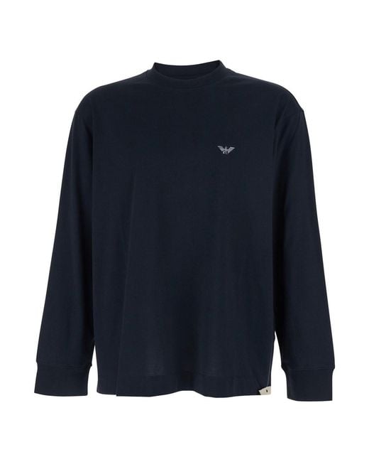Emporio Armani Blue T-Shirt Long Sleeve Cotton for men