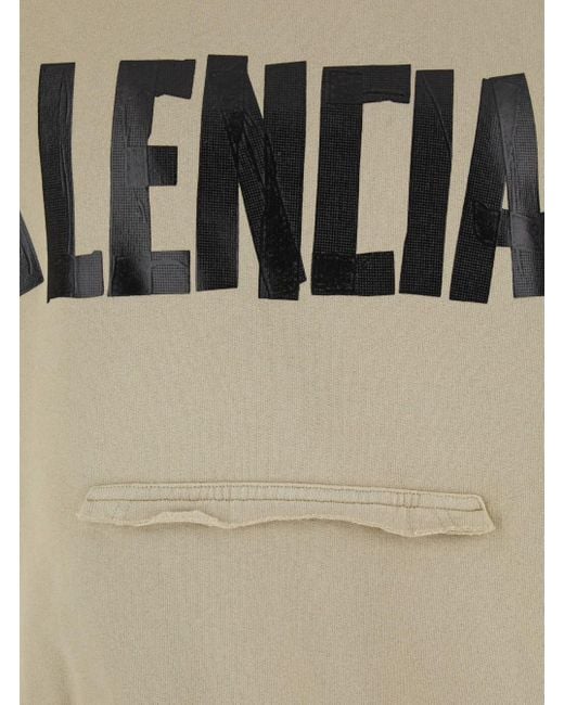 Balenciaga Gray Hoodie With Fixed Hood And Logo Lettering On Front And Rear for men