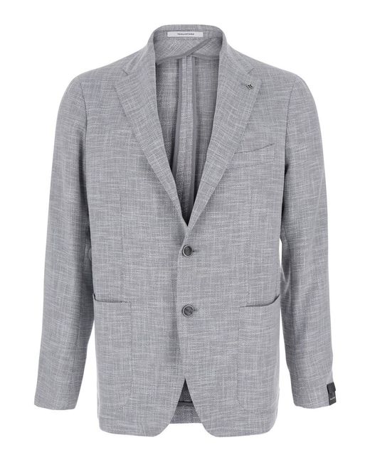 Tagliatore Gray Single-Breasted Jacket With Notched Revers for men