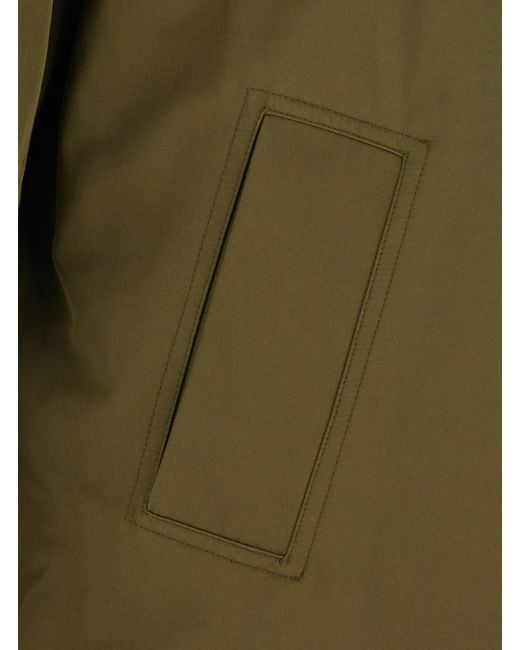 Twinset Green Coat With Fur Collar And Button Closure On The Front In