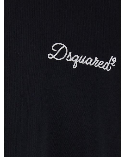DSquared² Black T-Shirt With Embroidered Logo On The Chest for men