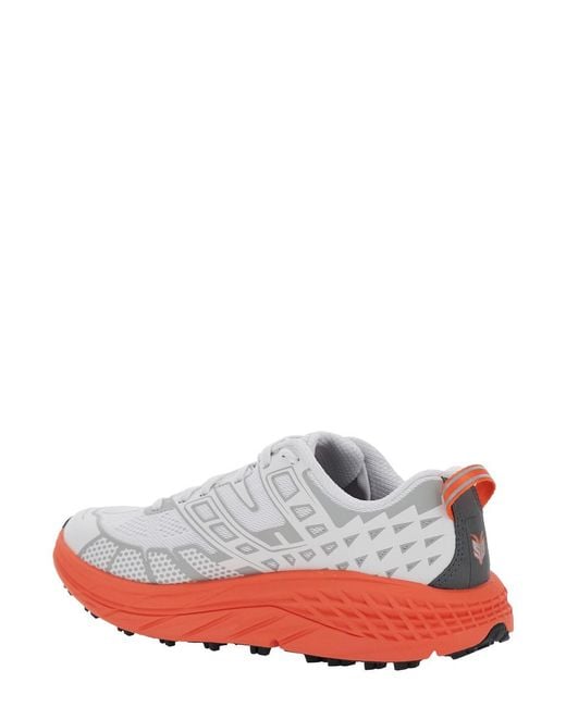 Hoka One One White Low Top Sneakers With Geometric Motif